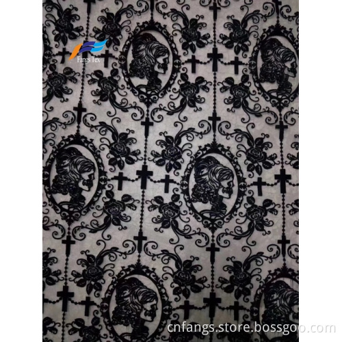 100% Polyester Flocking Flocked Woven Voile Abaya Fabric